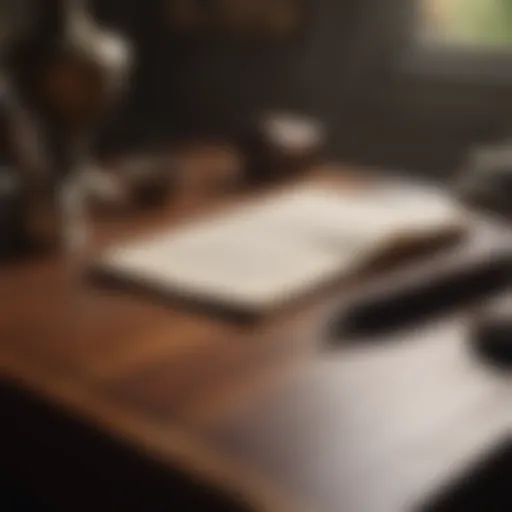 An elegant desk with a quill and parchment.