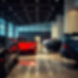 Showroom of Luxury Vehicles Luxury vehicle showroom interior with high-end cars