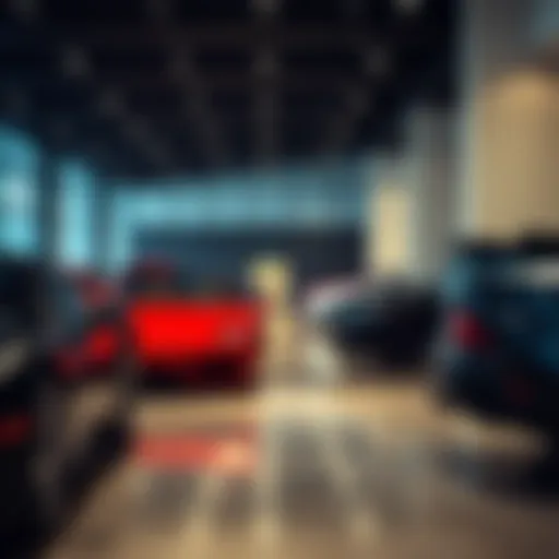 Showroom of Luxury Vehicles Luxury vehicle showroom interior with high-end cars