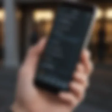 A hand holding a smartphone displaying various euro exchange options and rates.