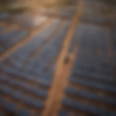 Aerial view of a solar farm generating clean energy