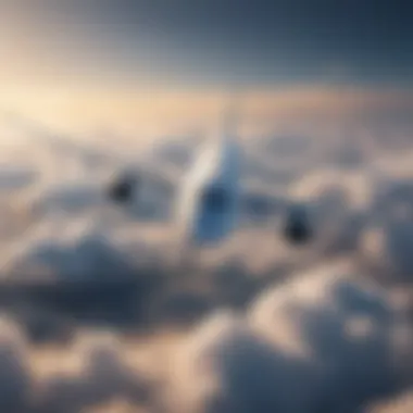 Airplane flying above clouds