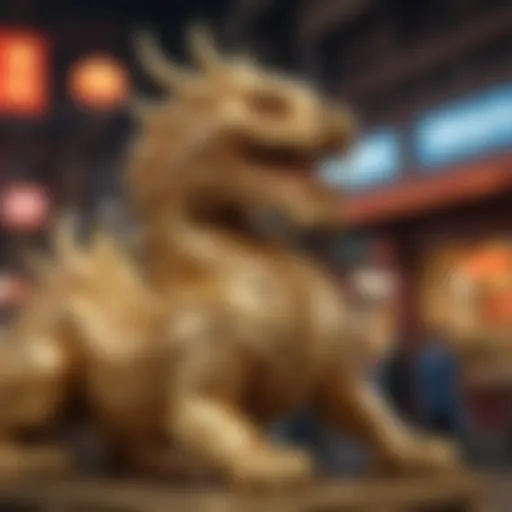 Golden dragon statue symbolizing prosperity and strength