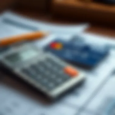 Budgeting Tools for Credit Card Management A calculator and financial documents representing budgeting