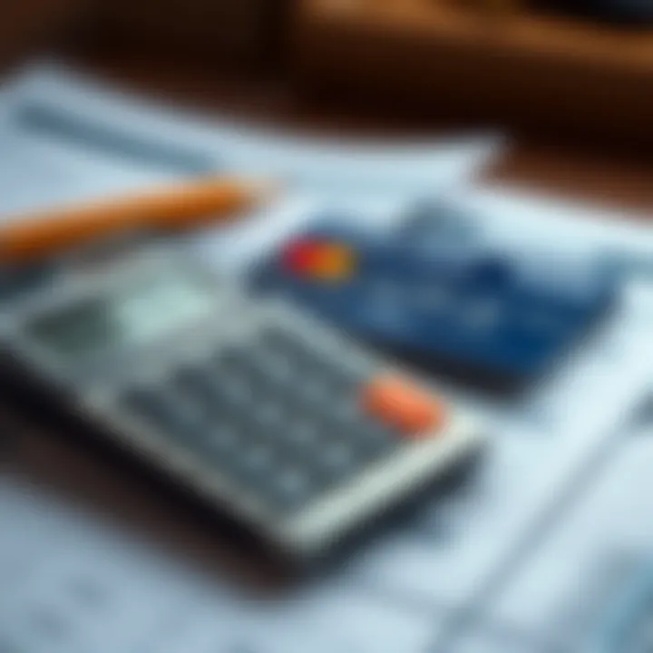 Budgeting Tools for Credit Card Management A calculator and financial documents representing budgeting