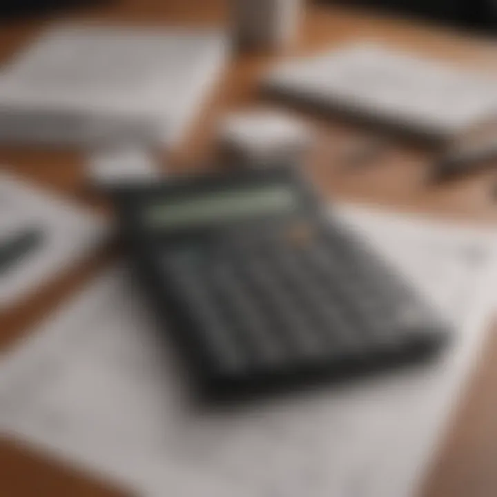 Tax forms and calculator on a desk