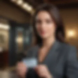 Elegant Businesswoman Using USAA Business Credit Card