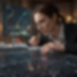 A visionary strategist analyzing financial graphs