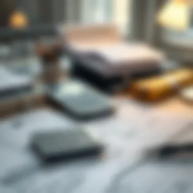 Calculating Deductions with Tax Forms Calculator and tax forms on a desk