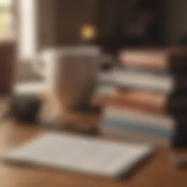 A collection of investment books on a table with a cup of coffee.