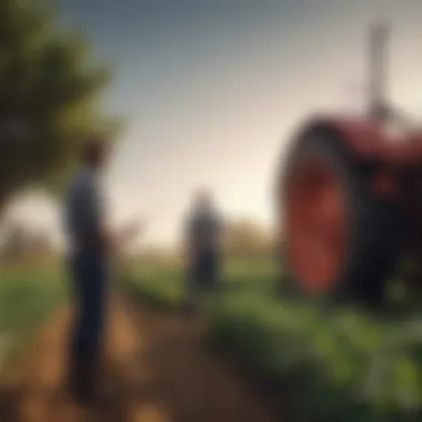 A farmer inspecting crops in a field, symbolizing agricultural investment