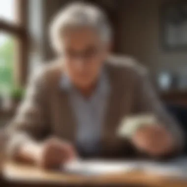 Elderly person researching savings accounts