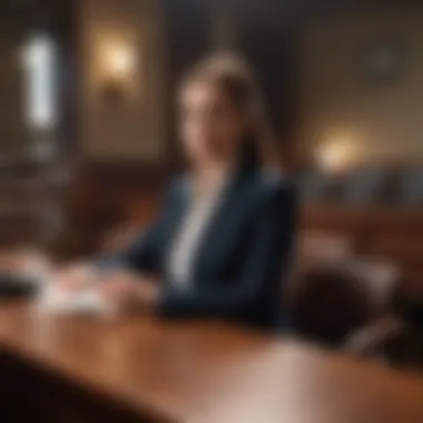 Courtroom Scene with Paralegal Presenting Evidence