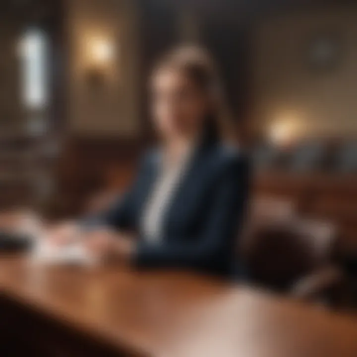 Courtroom Scene with Paralegal Presenting Evidence