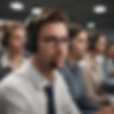 Call Center Careers: Communication at Work An enthusiastic group in a call center, showcasing teamwork and communication.