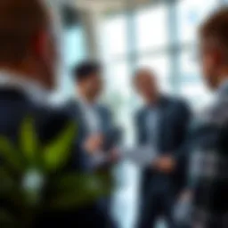 A professional in a modern office environment discussing strategies.