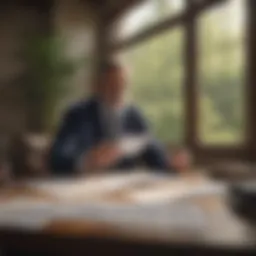 A person reviewing financial documents in a serene setting