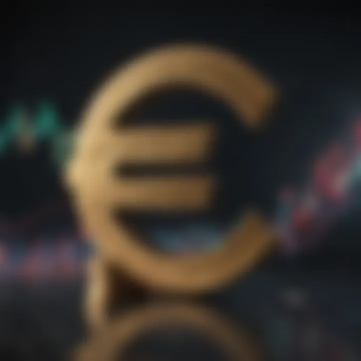 Financial chart showing upward trend with Euro currency symbol