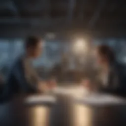 Dynamic workplace environment showcasing professionals collaborating