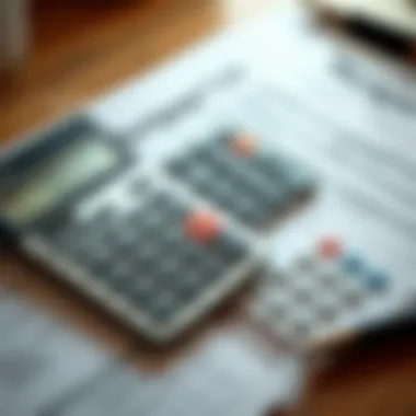 Calculating Your Mortgage Options Calculator and paperwork related to a mortgage application