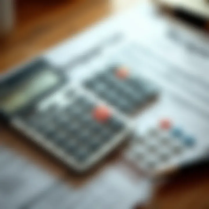 Calculating Your Mortgage Options Calculator and paperwork related to a mortgage application