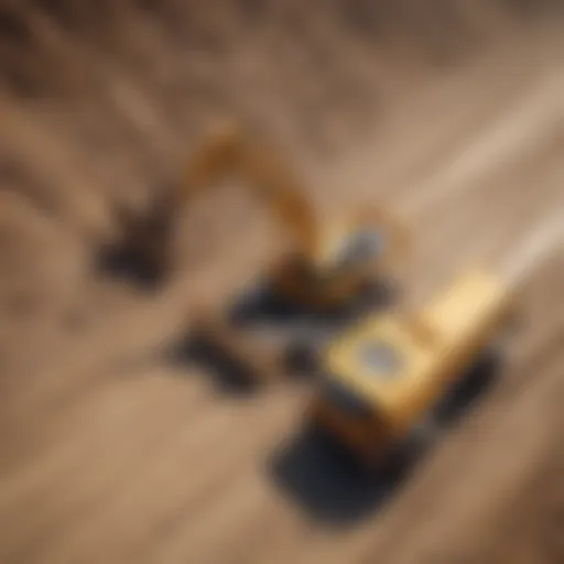 Aerial view of heavy machinery in construction site