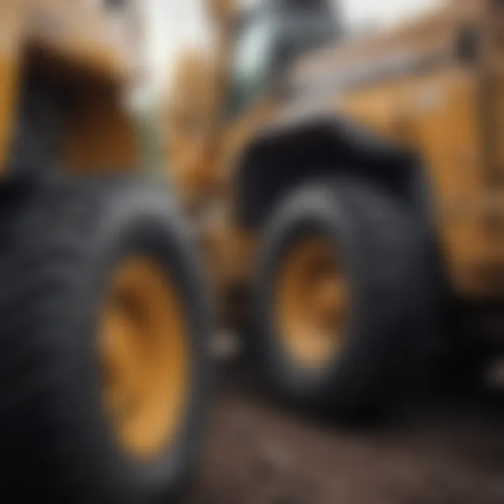 Close-up of heavy equipment with a focus on branding