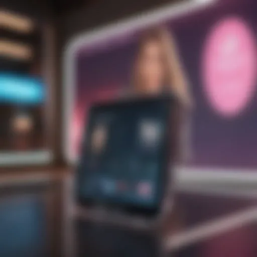 Modern dating app interface on a futuristic holographic display