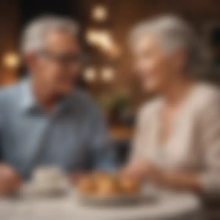 Elderly couple enjoying a virtual date