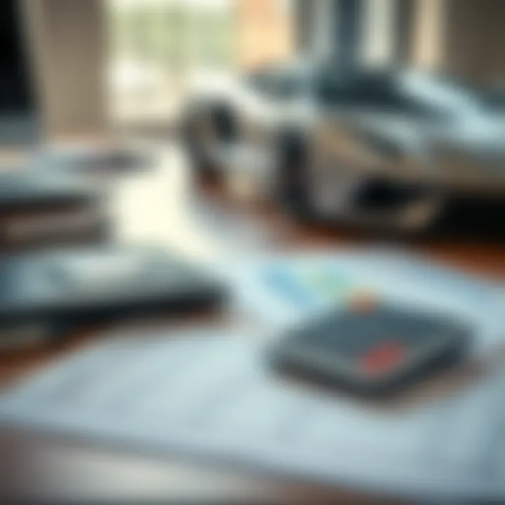 Budgeting for Your Dream Car Calculator and budget sheet on a desk for financial planning