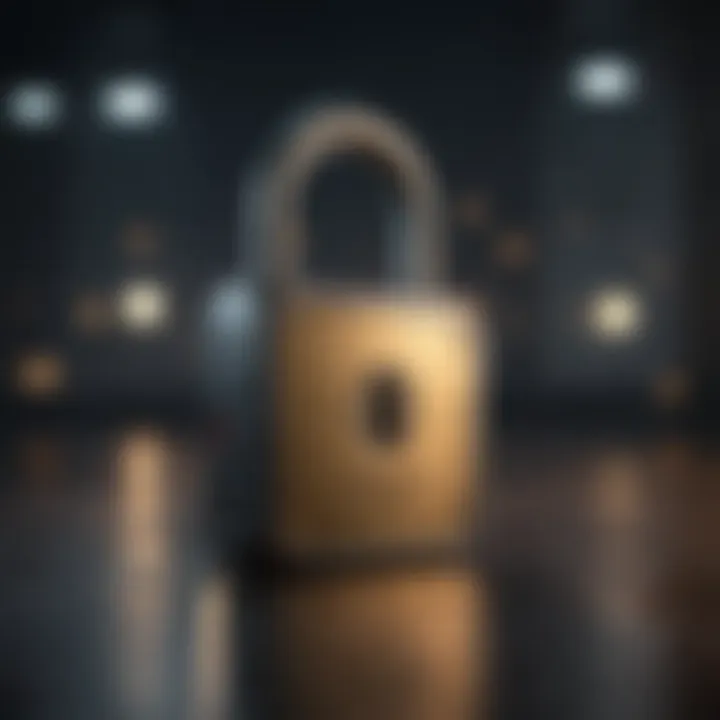 Security padlock with digital background