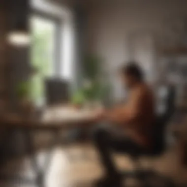 Remote Work Opportunities A person working remotely at a stylish desk