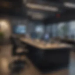 A professional workspace featuring modern technology and collaboration tools.