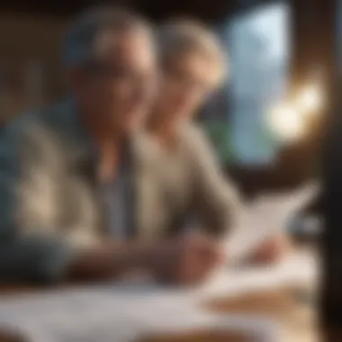 Sustainable Financial Management A financial planner consulting with a retiree among charts and documents