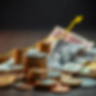 Capturing Financial Growth through Diverse Investment Channels An array of coins and currency notes depicting financial growth