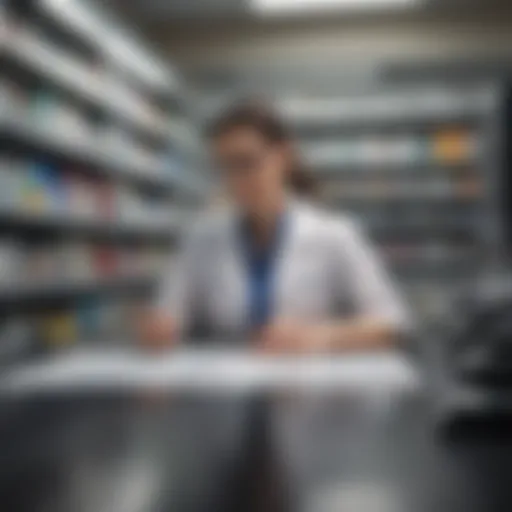 Pharmacist analyzing data