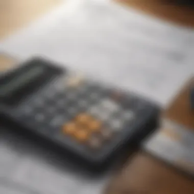 Calculator alongside credit card statements