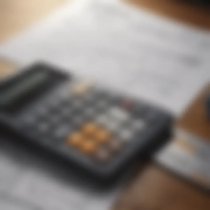 Calculator alongside credit card statements