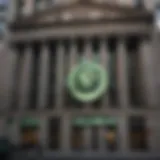 Sberbank logo showcased against a backdrop of the London Stock Exchange.