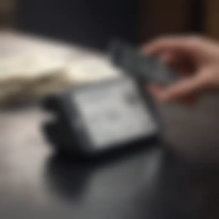 Person scanning a check with smartphone camera