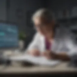 Senior healthcare professional analyzing medical data
