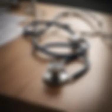 Elegant stethoscope on a doctor's desk