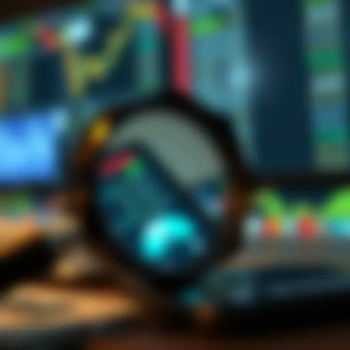 A magnifying glass focusing on low-priced stocks