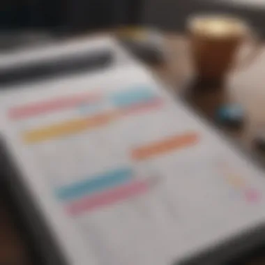Organized Budget Planner An organized budget planner with colorful charts and lists
