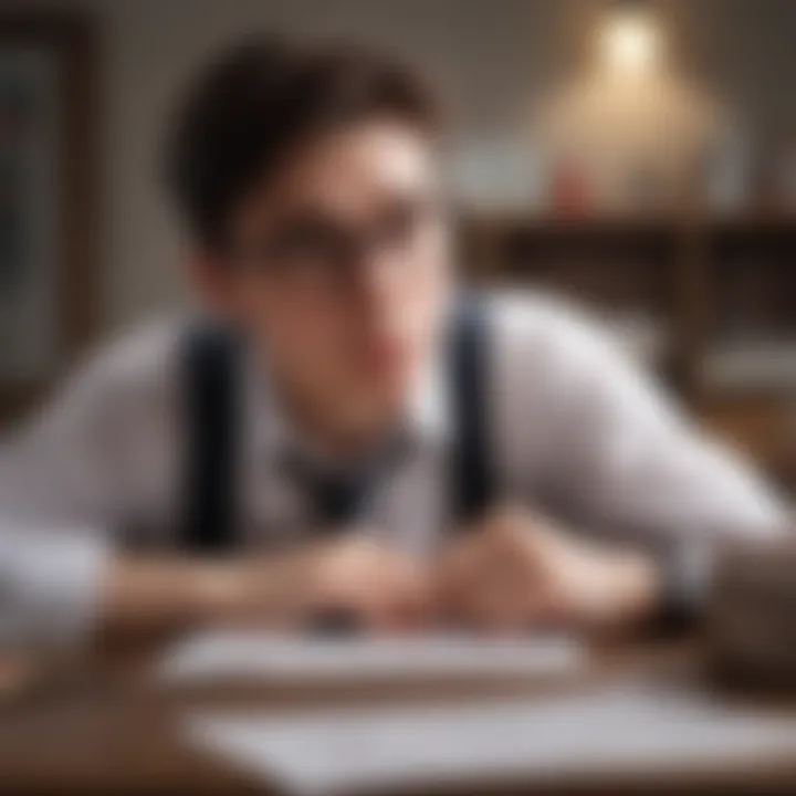 Conceptual image of a student reviewing tax obligations