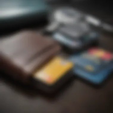 Wallet with credit cards and car key