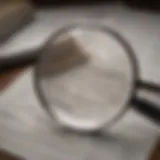 A magnifying glass over financial documents representing the search for lost accounts